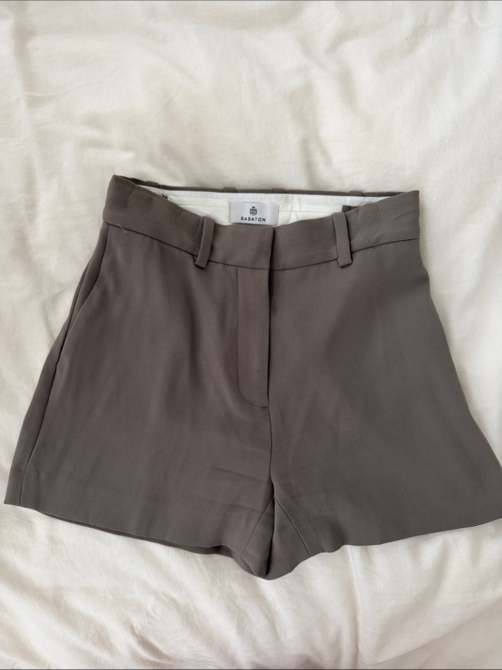 Babaton Taupe High-Rise Tailored Shorts